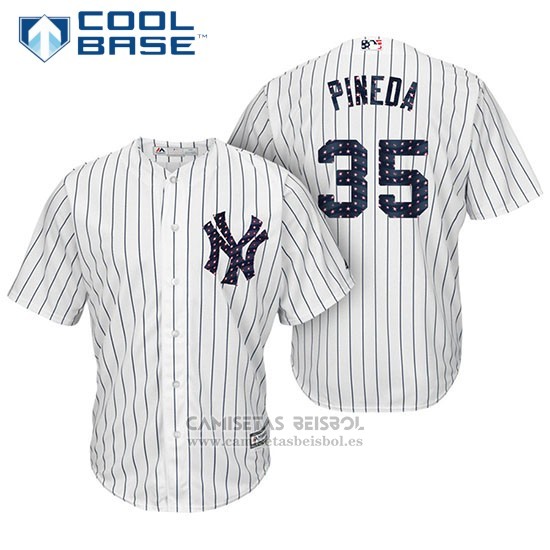 Camiseta Beisbol Hombre New York Yankees 2017 Estrellas y Rayas Michael Pineda Blanco Cool Base